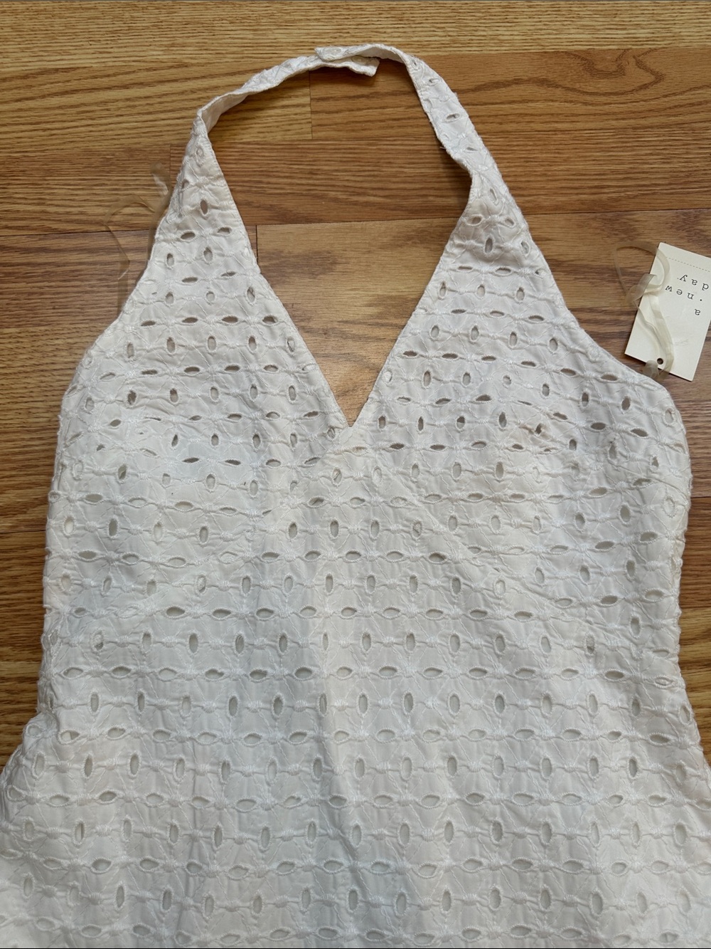 A New Day White Eyelet Halter Maxi Dress XL NWT - Picture 6 of 10